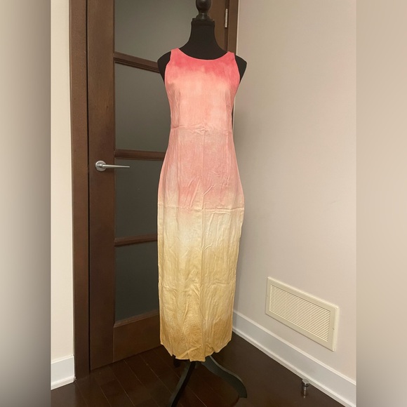 Zara Linen Blend Ombre Maxi Dress size Large - Picture 5 of 10